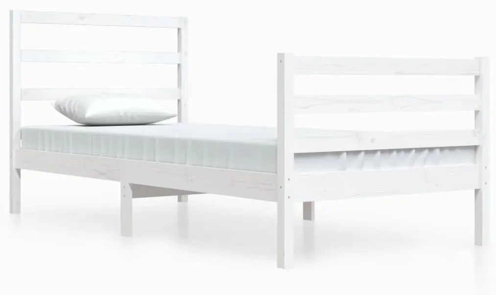 3104992 vidaXL Cadru de pat, alb, 90x200 cm, lemn masiv de pin