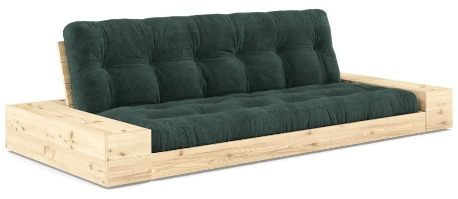 Canapea verde-închis extensibilă cu tapițerie din catifea reiată 244 cm Base – Karup Design
