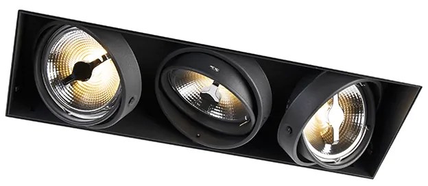 Spot integrat negru AR111 fara rama 3 lumini - Oneon