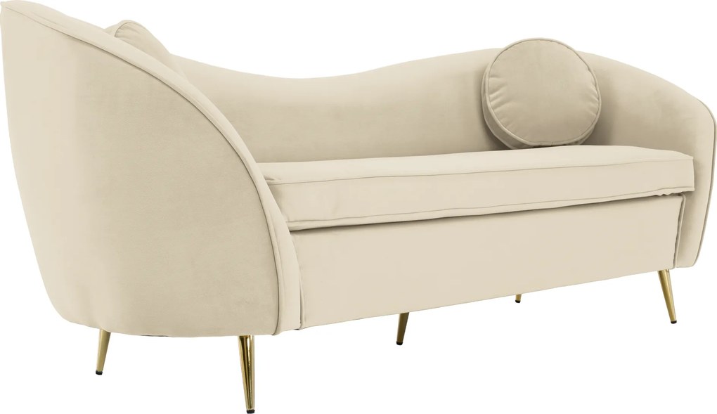 Canapea cu 3 locuri de design, ţesătură Velvet bejgold crom auriu, EZIO TYP 3
