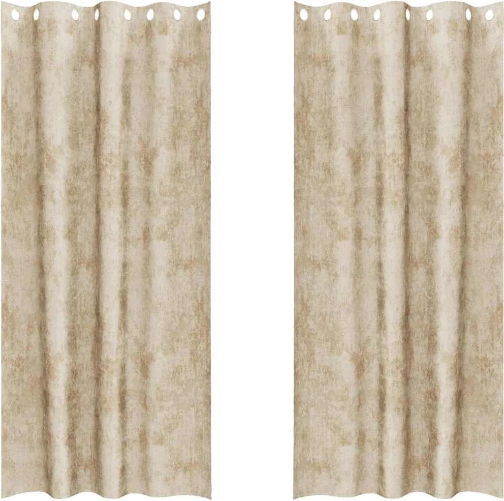 vidaXL Cortine din catifea cu perdele 2 pcs Crem 245 x 140 cm Catifea