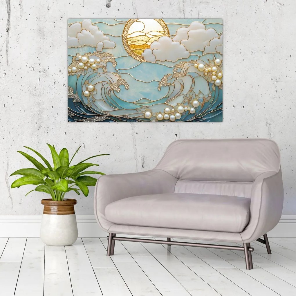 Tablou - Perle 3D în Ocean (90x60 cm)