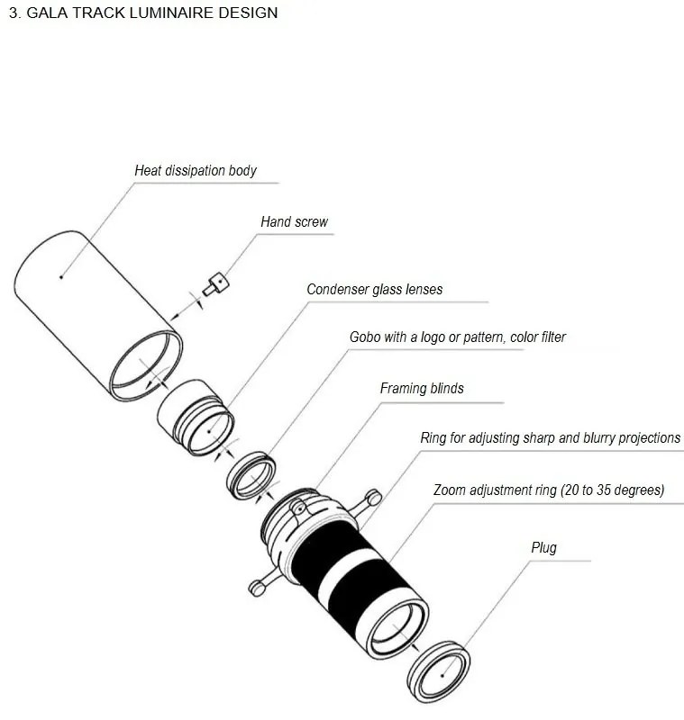 Spot LED profesional, accesoriu pentru sina magnetica Exility, Gala Smart