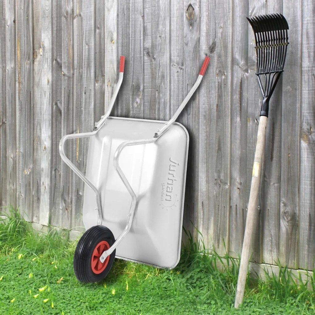 Roabă LARRY zincată, capacitate max. 80l/100kg, argintiu/negru Gardebruk