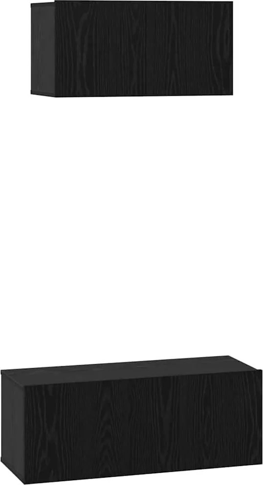 vidaXL Set comodă TV Pe perete 2 pcs Stejar Negru Lemn compozit