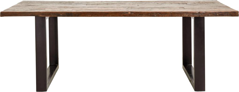 Masa dining cu blat din lemn si picioare metalice Rough 220x100cm | NORDAL