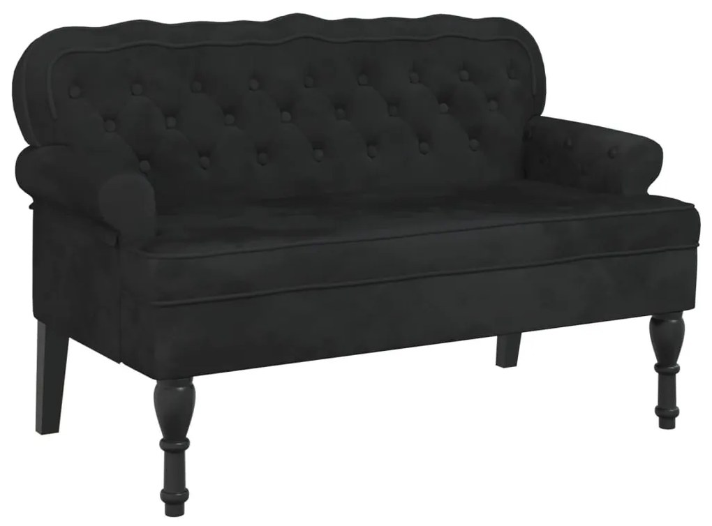 372161 vidaXL Banchetă cu spătar, negru, 119,5x64,5x75 cm, catifea