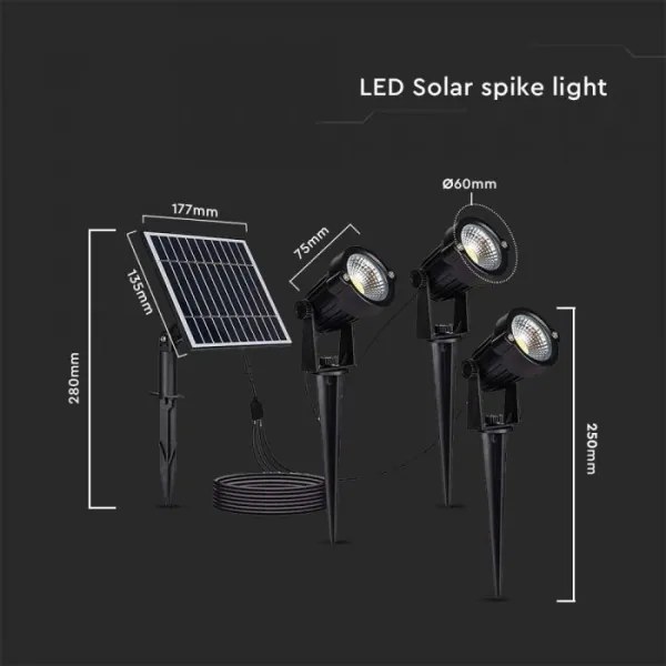 SET 3x Lampă solară LED exterior 3xLED/1,2W/3,7V IP65 3000K 4000 mAh