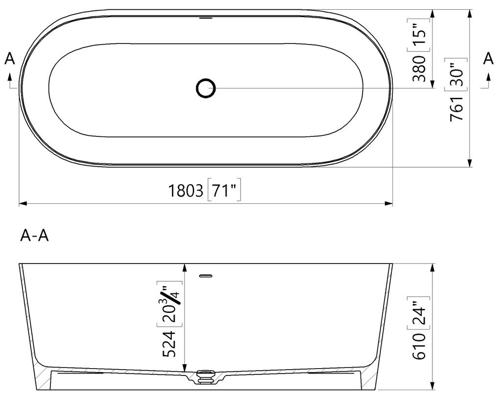 Cada freestanding compozit, alb mat, 180x76 cm, Foglia Evo Alb