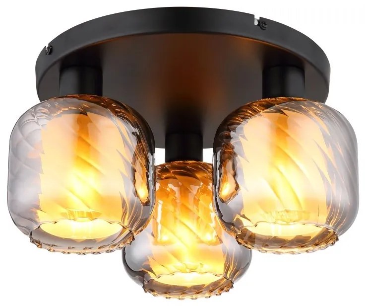 Plafoniera neagra cu sticla fumurie XIA pentru living