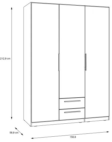 Dulap cu oglindă MARO 150x213 cm, stejar artisan
