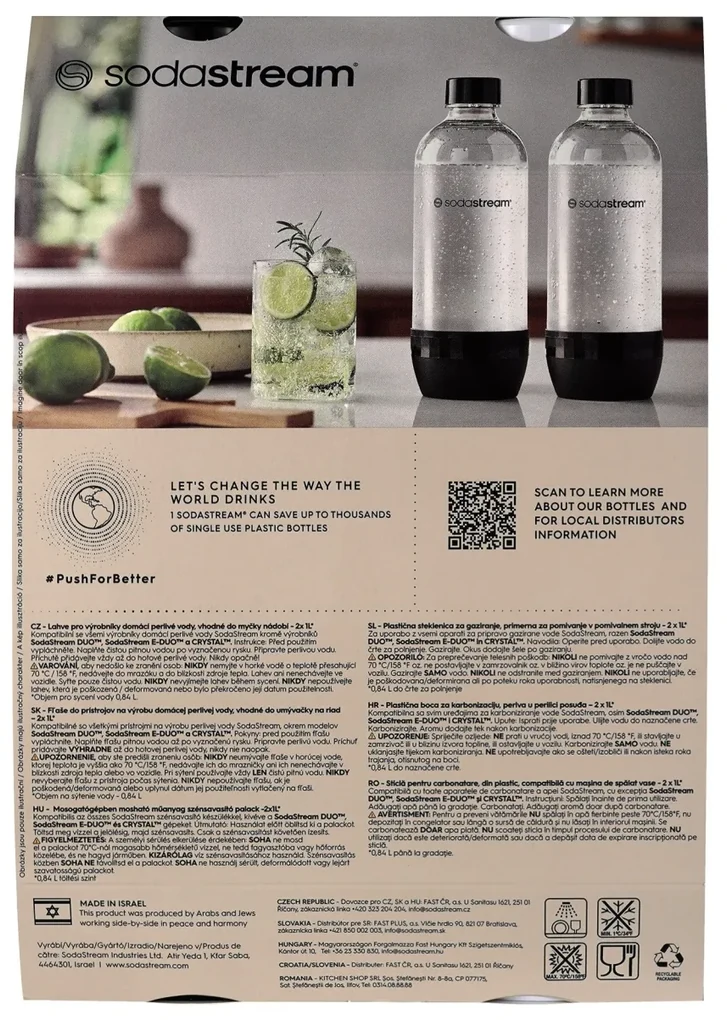 Set 2 sticle carbonatare, plastic, 1L, AlbNegru Sodastream 1042202400