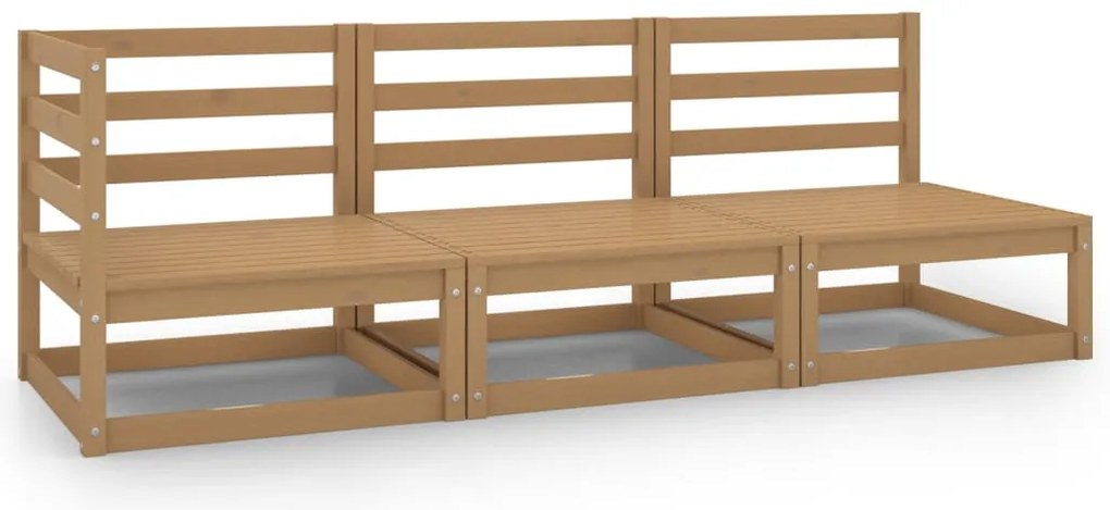 vidaXL Set mobilier de grădină, 3 piese, maro miere, lemn masiv de pin