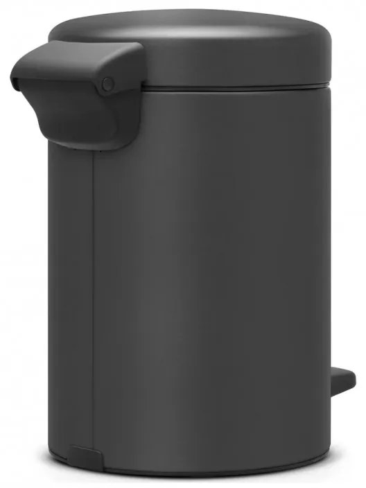 Cos de gunoi cu pedala Brabantia NewIcon 1001102, 3 L, Inchidere lina, Baza antiderapanta, Finisaj mineral, Gri inchis