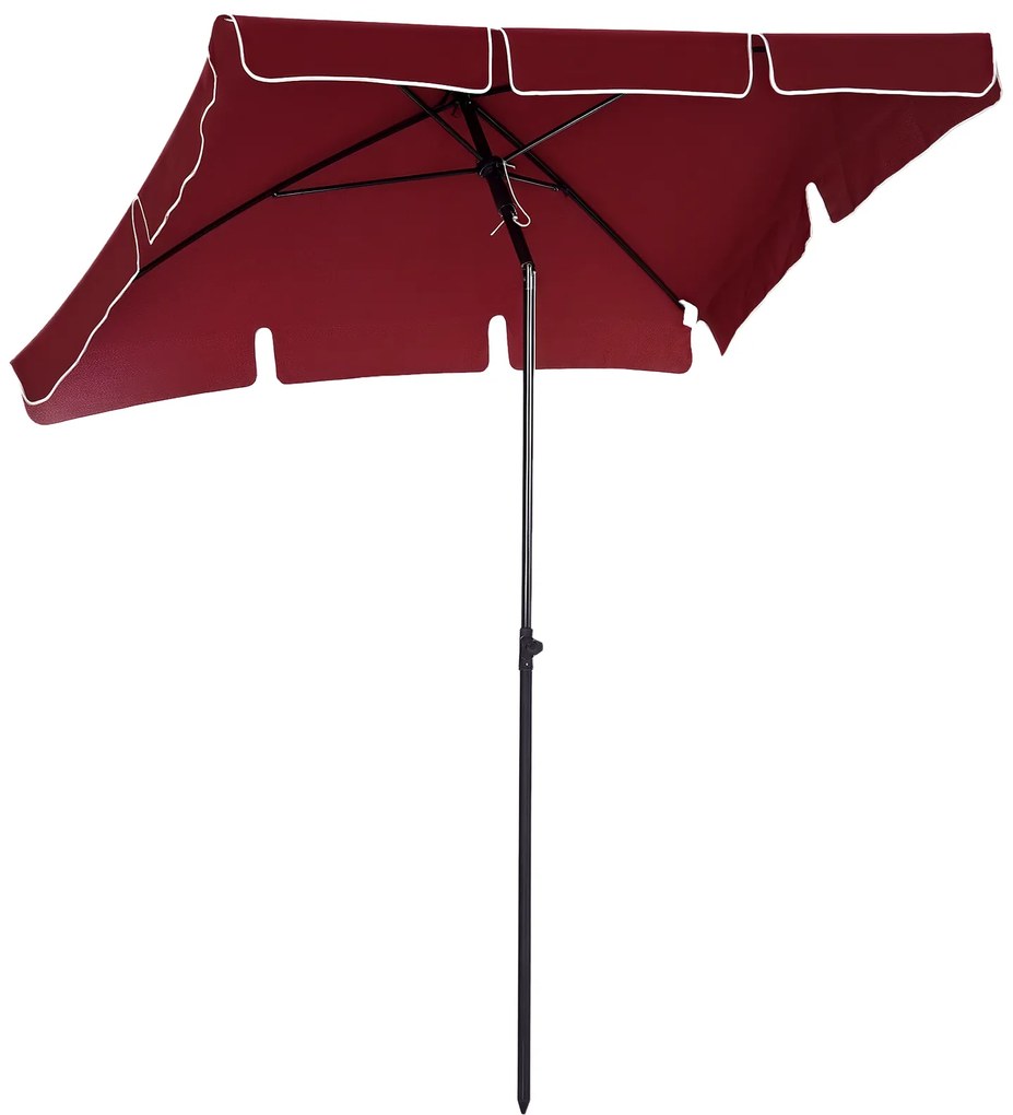 Outsunny Umbrelă de Grădină cu Margini Ondulate și 4 Brațe din Aluminiu, 198x130x245 cm, Roșu | Aosom Romania