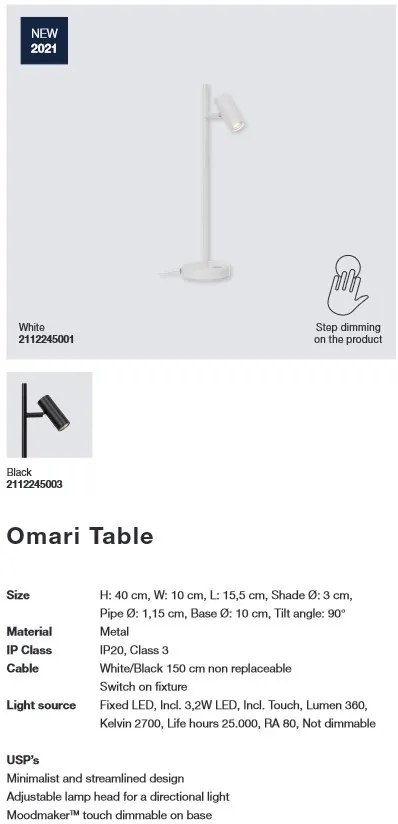 Veioza, lampa de masa design modern, 3-Step MOODMAKER OMARI negru 2112245003 NL