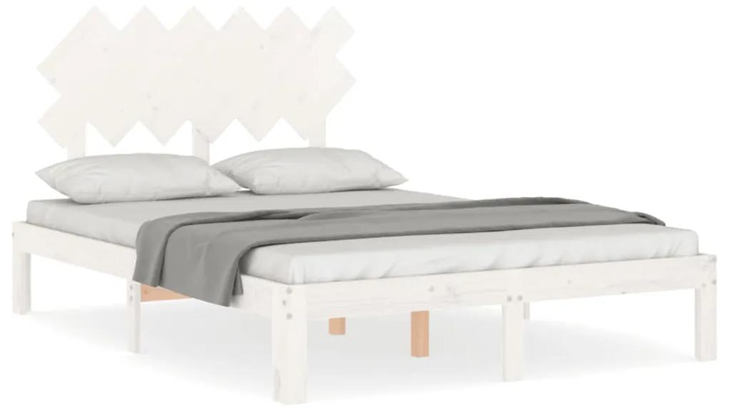 3193697 vidaXL Cadru de pat cu tăblie dublu mic, lemn masiv