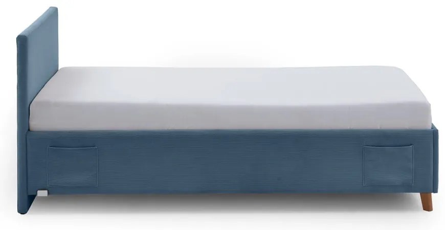 Pat pentru copii albastru tapițat fără somieră 120x200 cm Cool – Meise Möbel