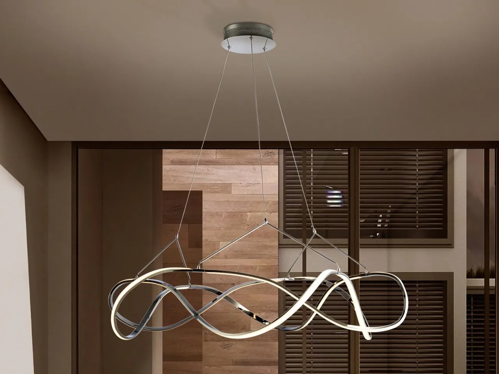 Lustra LED dimabila cu telecomanda design XL ultra-modern Molly crom 110cm