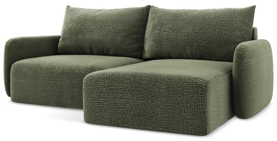 Colțar verde extensibil/cu spațiu de depozitare (cu colț pe partea dreaptă) Kalena – Makamii