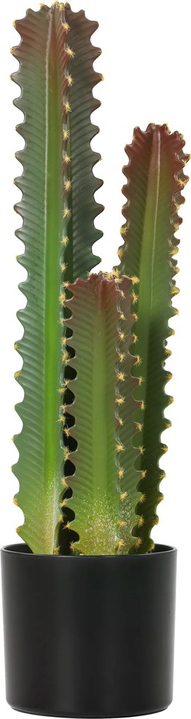 HOMCOM Cactus Artificial 66 cm Plantă Artificială Decorativă cu Ghiveci și 3 Frunze pentru Decor Interior Verde | Aosom Romania