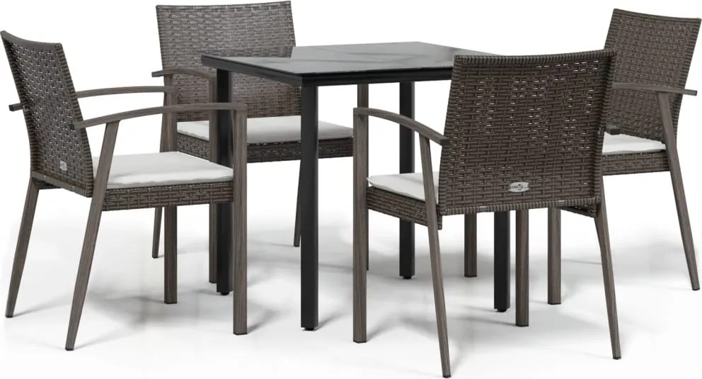vidaXL Set mobilier de grădină cu perne, 5 piese, poliratan și oțel