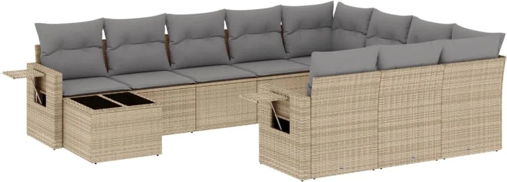 vidaXL Set canapele de grădină cu perne, 11 piese, bej, poliratan