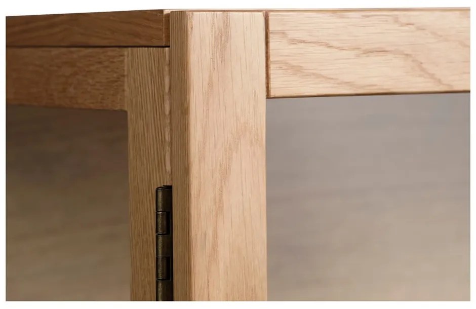 Vitrină din lemn de stejar 140x100 cm Elba – Unique Furniture