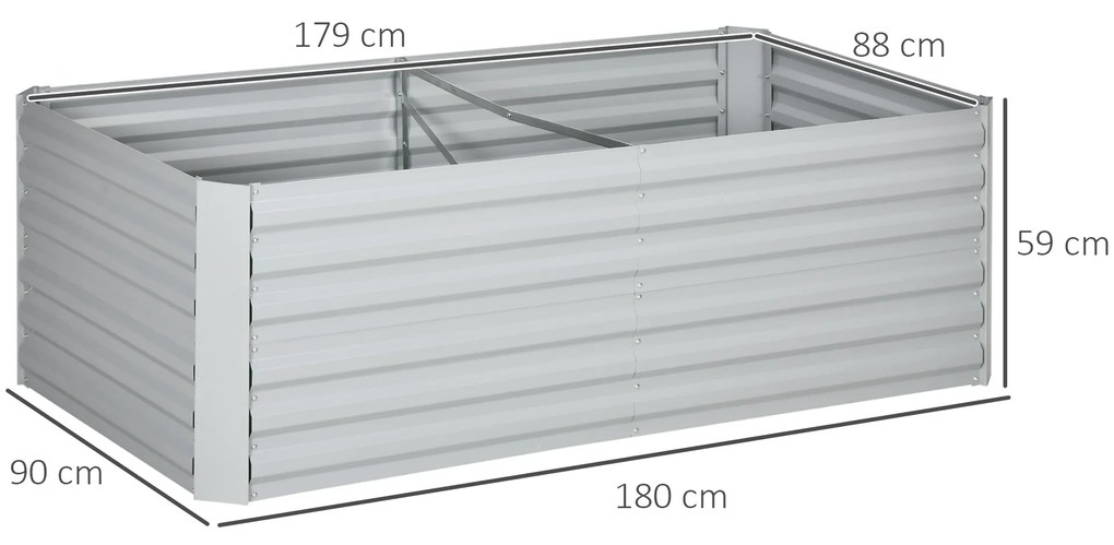 Outsunny Ghiveci de plante, Pat de flori portabil pentru plantare, îngrijire și crescere, Pat înalt, Oțel, Gri deschis | Aosom Romania