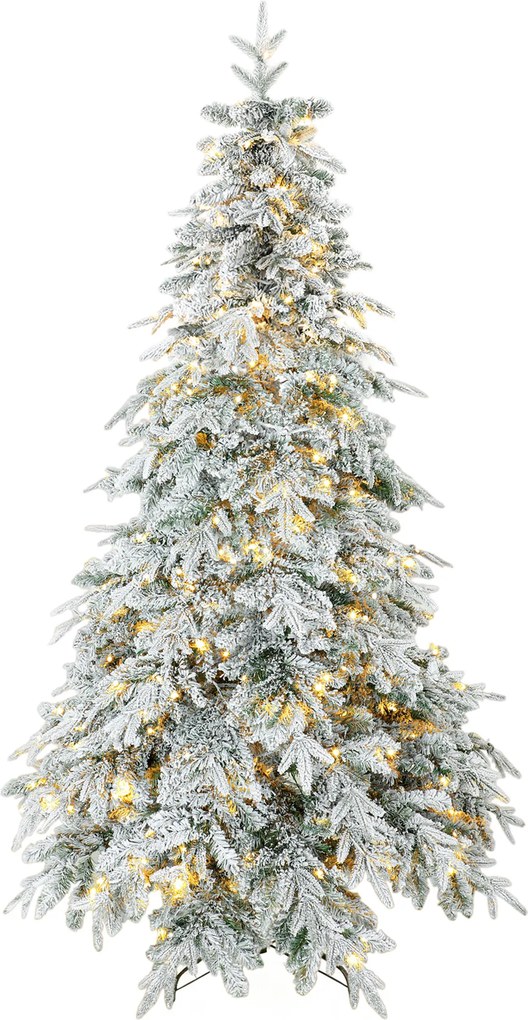 HOMCOM Brad de Crăciun Înzăpezit 180 cm cu 350 de Lumini LED Alb Cald, Timer, Telecomandă, 8 Modalități, 740 de Ramuri Ignifuge | Aosom Romania