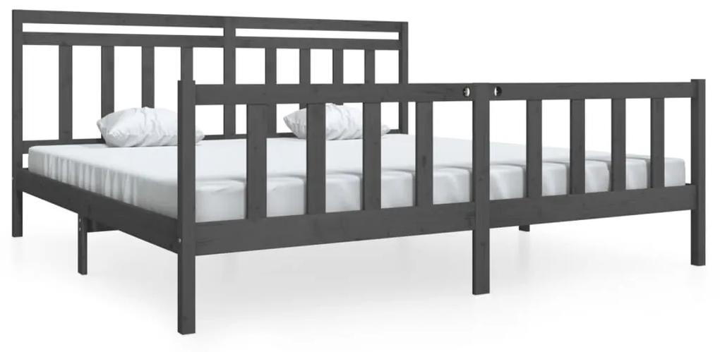 3100980 vidaXL Cadru de pat, gri , 200x200 cm, lemn masiv