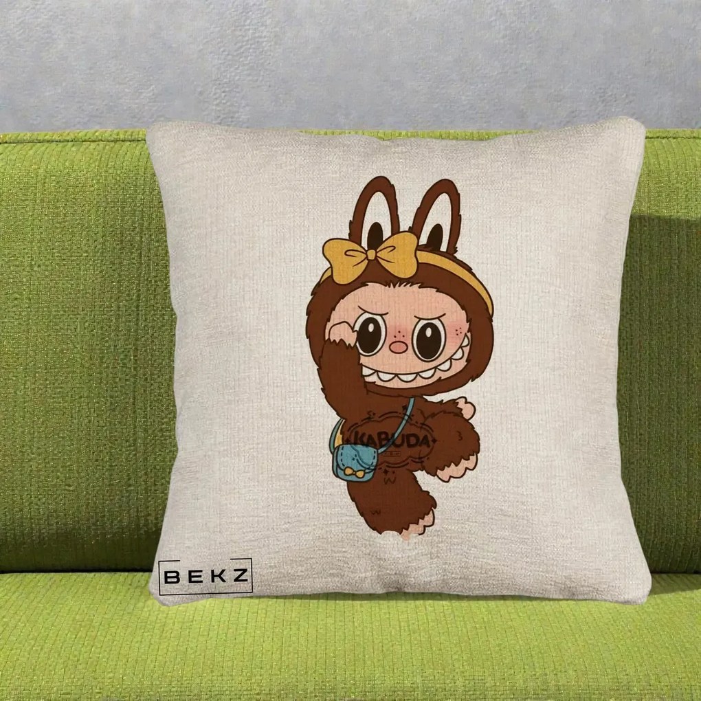 Perna Personalizata Kabuda Maro cu Funda Aurie, 40x40 cm, Bej Canapea, Husa Detasabila, Perna Inclusa, BEKZ®