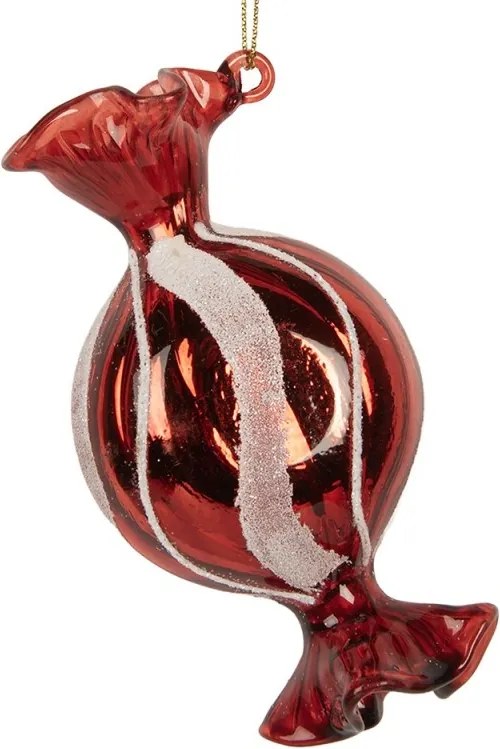 Ornament de Crăciun vintage bomboană din sticlă roșie, 5x4xH10 cm