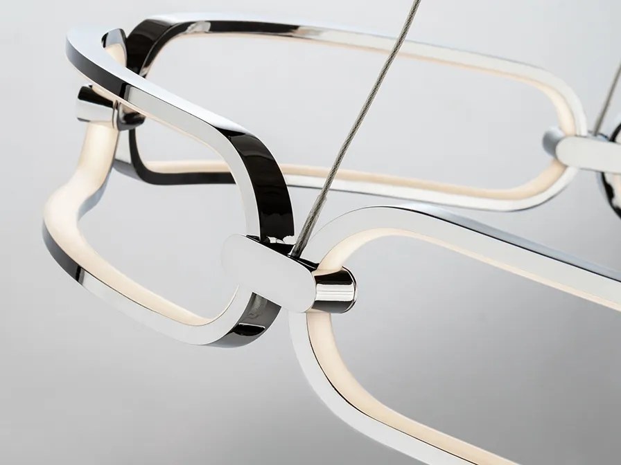 Lustra LED suspendata design ultra-modern, dimabila cu telecomanda, 60cm Colette crom