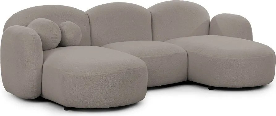 Colțar gri cu tapițerie din țesătură bouclé (în formă de "U") Orbit – Ropez