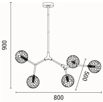Lustră pe tijă 5xG9/15W/230V gri