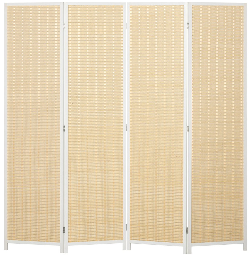HOMCOM Paravent din lemn separator de cameră cloison de separare pliabil 4 panouri 180 x 180 cm lemn natural | Aosom Romania