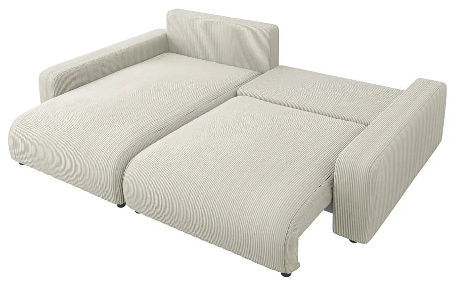 Colțar crem extensibil cu tapițerie din catifea reiată (cu colț variabil) Sara – Ropez