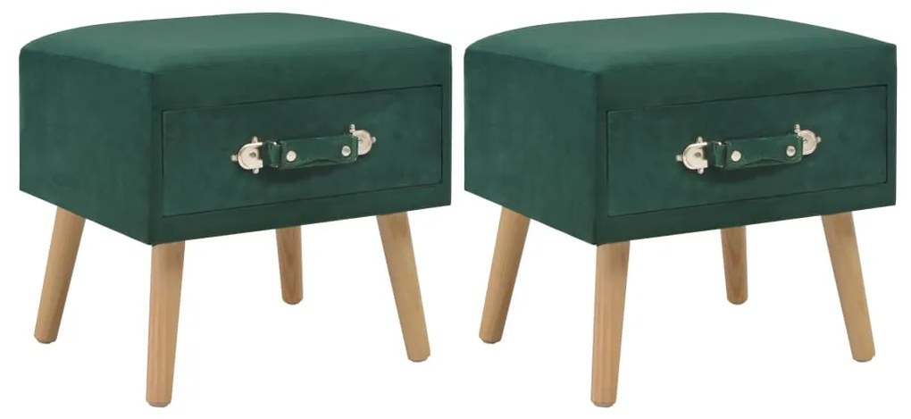 vidaXL Noptiere, 2 buc., verde, 40 x 35 x 40 cm, catifea