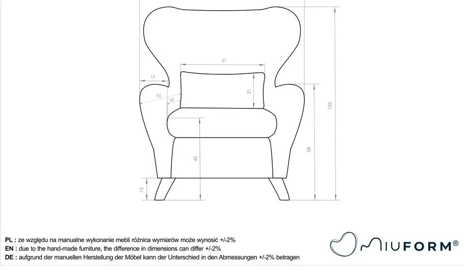 Fotoliu cu spătar înalt alb Miuf - Miuform