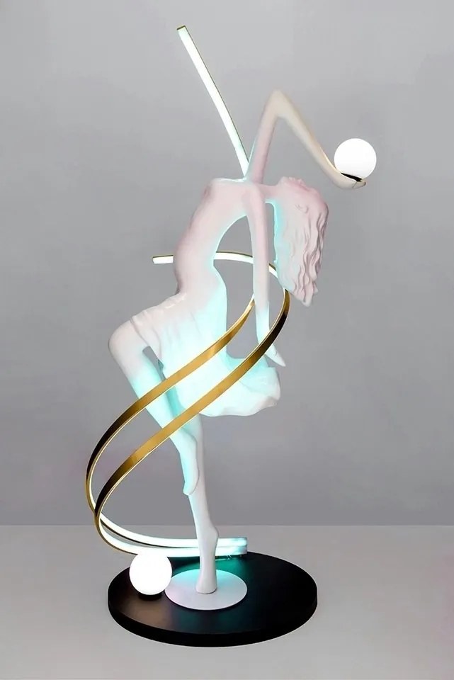 Lampa de podea decorativa cu design original cu LED RGB Balerina White