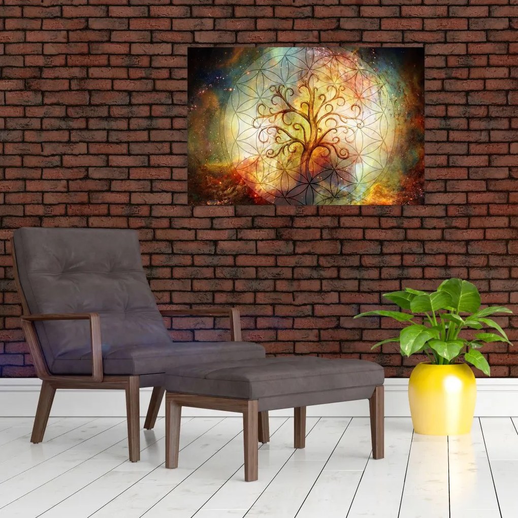 Tablou abstract cu copac (90x60 cm)