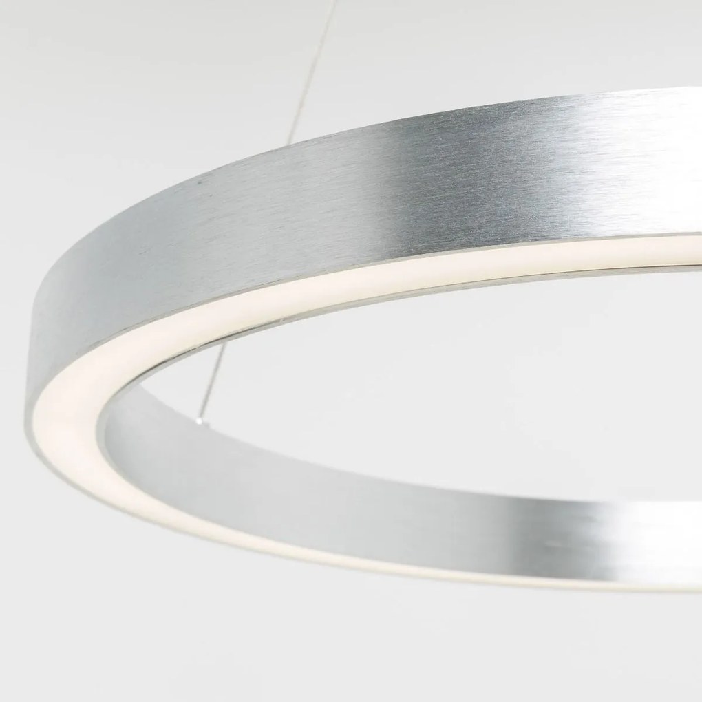 Lustra LED design modern circular CARLO argintiu, diametru 40cm