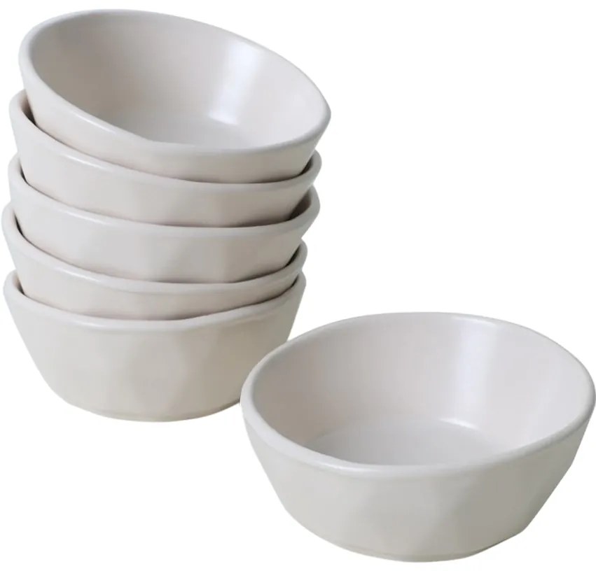 Set de 6 boluri din ceramică Facetta 12 cm, crem