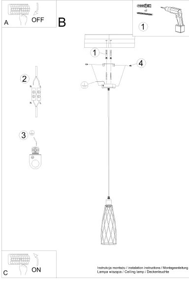 Lustră pe cablu Sollux SL.1165 SUBA 1xE27/15W/230V negru