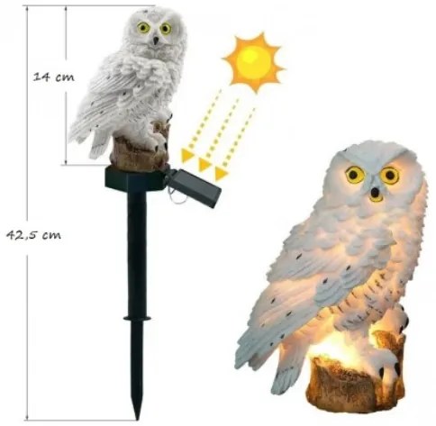 Lampă solară LED pentru grădină - bufniță, 14 cm