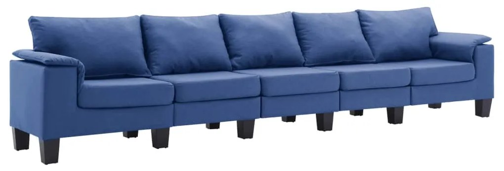 287104 vidaXL Canapea cu 5 locuri, albastru, material textil