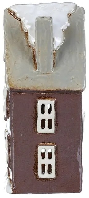 Decorațiuni de Crăciun Căsuță de iarnă cu coș defum, ceramică, violet închis