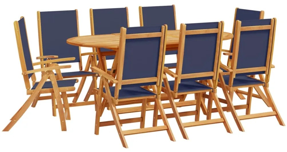 3279299 vidaXL Set mobilier de grădină, 9 piese, lemn masiv acacia/textilenă