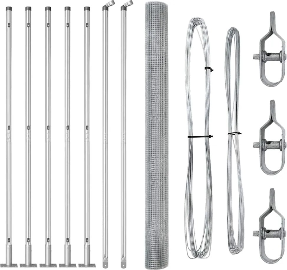 vidaXL Stâlp de gard. Argintiu 10 x 1,4 m (plasă 16 x 16 mm) Oțel